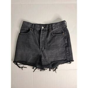 Pacsun Jean Shorts Womens 29 Charcoal 90s Girlfriend High Rise Button Fly Cutoff
